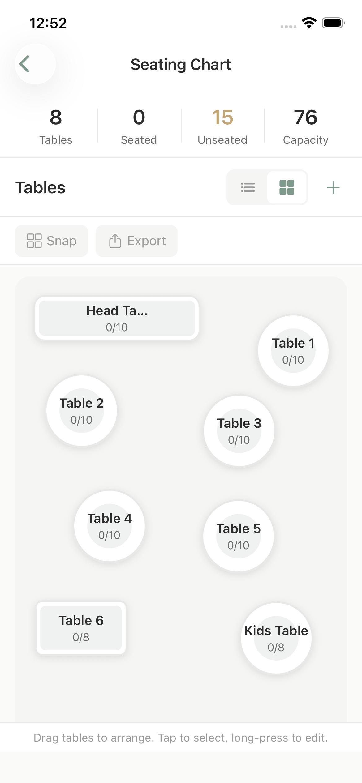 Drag and Drop Seating Editor